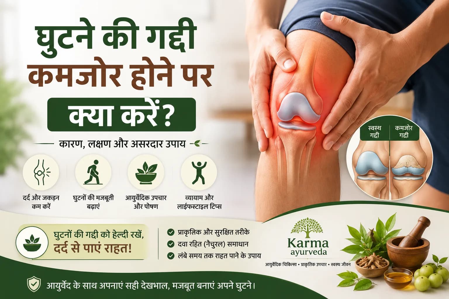 घुटने की गद्दी कमजोर होने पर क्या करें?