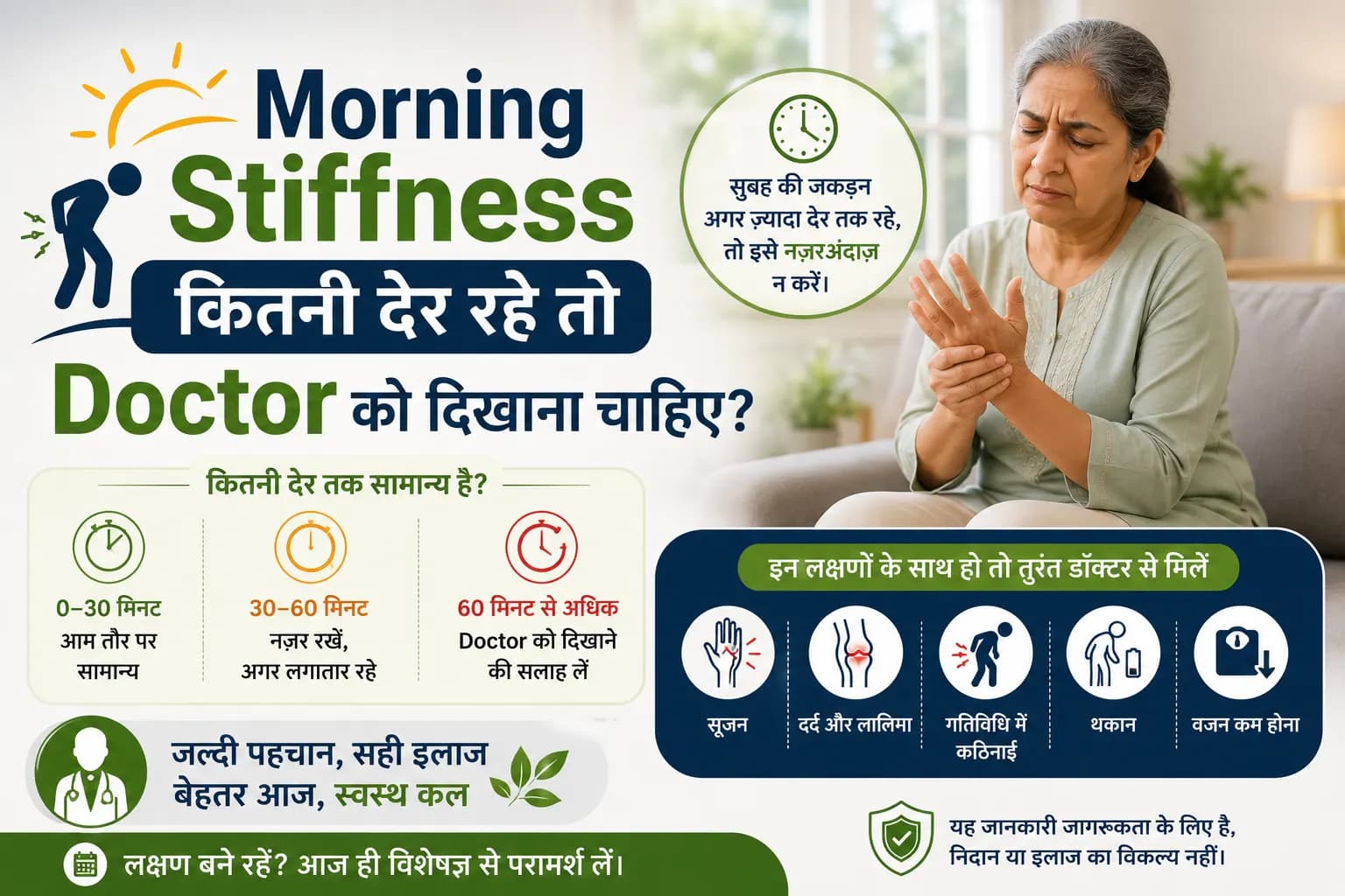 Morning Stiffness कितनी देर रहे तो Doctor को दिखाना चाहिए?